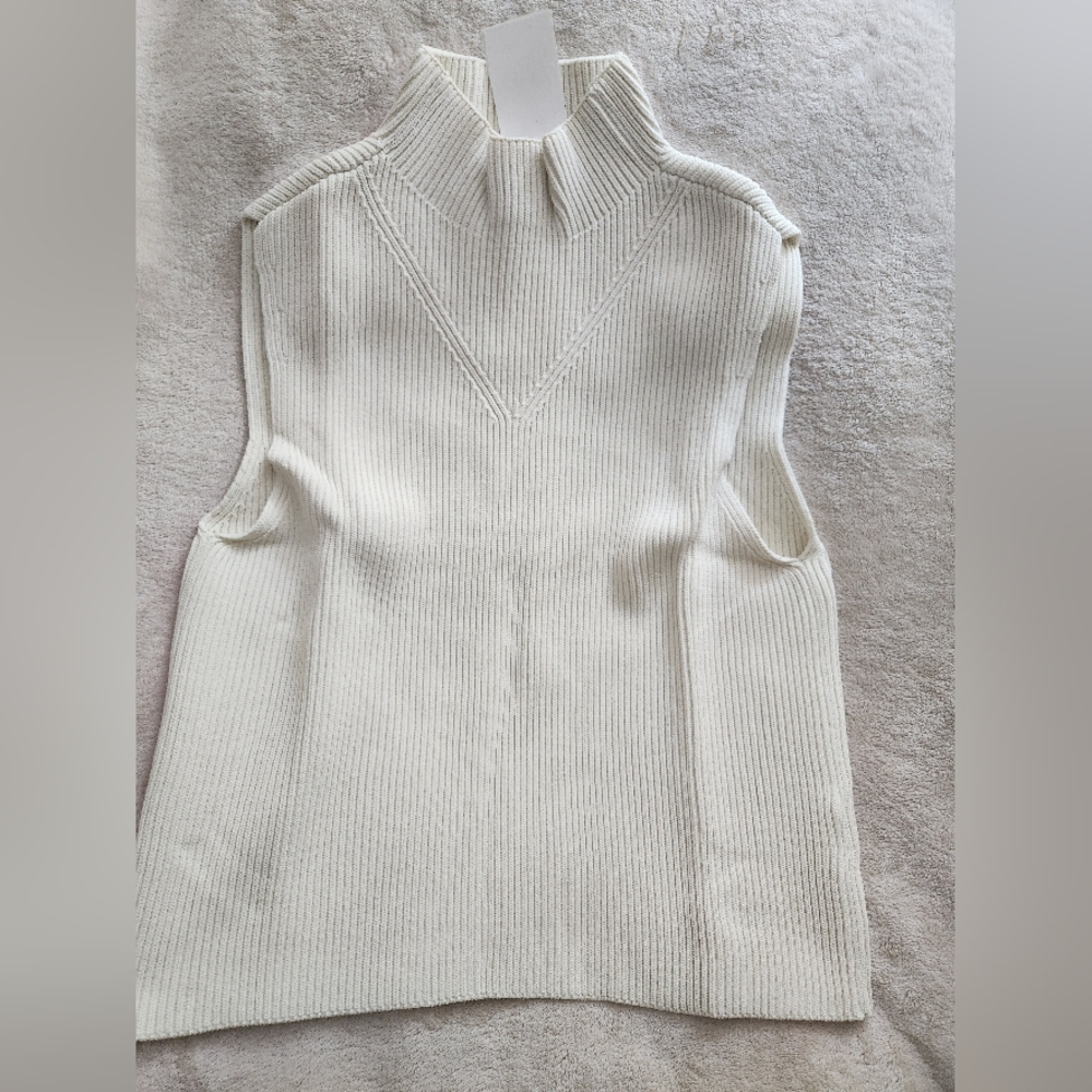 H&M co-or ord Set KNIT-RIB Sleeveless Top & Pencil maxi Skirt Cream Sz L, XL NWT - Picture 10 of 16